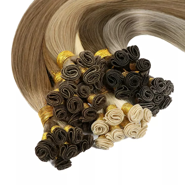 Thick End Virgin European Cuticle Hair 100% remy hand tied weft human hair extensions